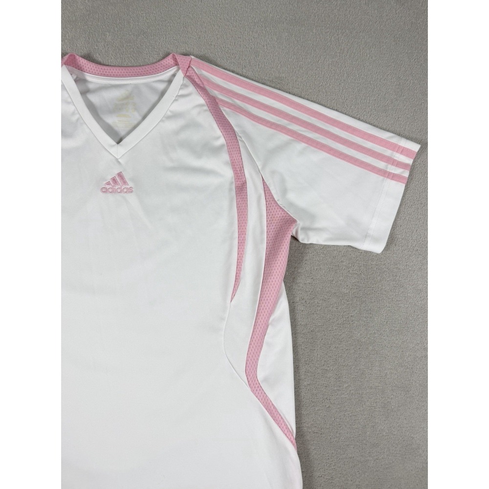 Vintage 2009 Adidas ClimaCool V-Neck Soccer Jersey White Pink Women's Size S - Picture 4 of 16
